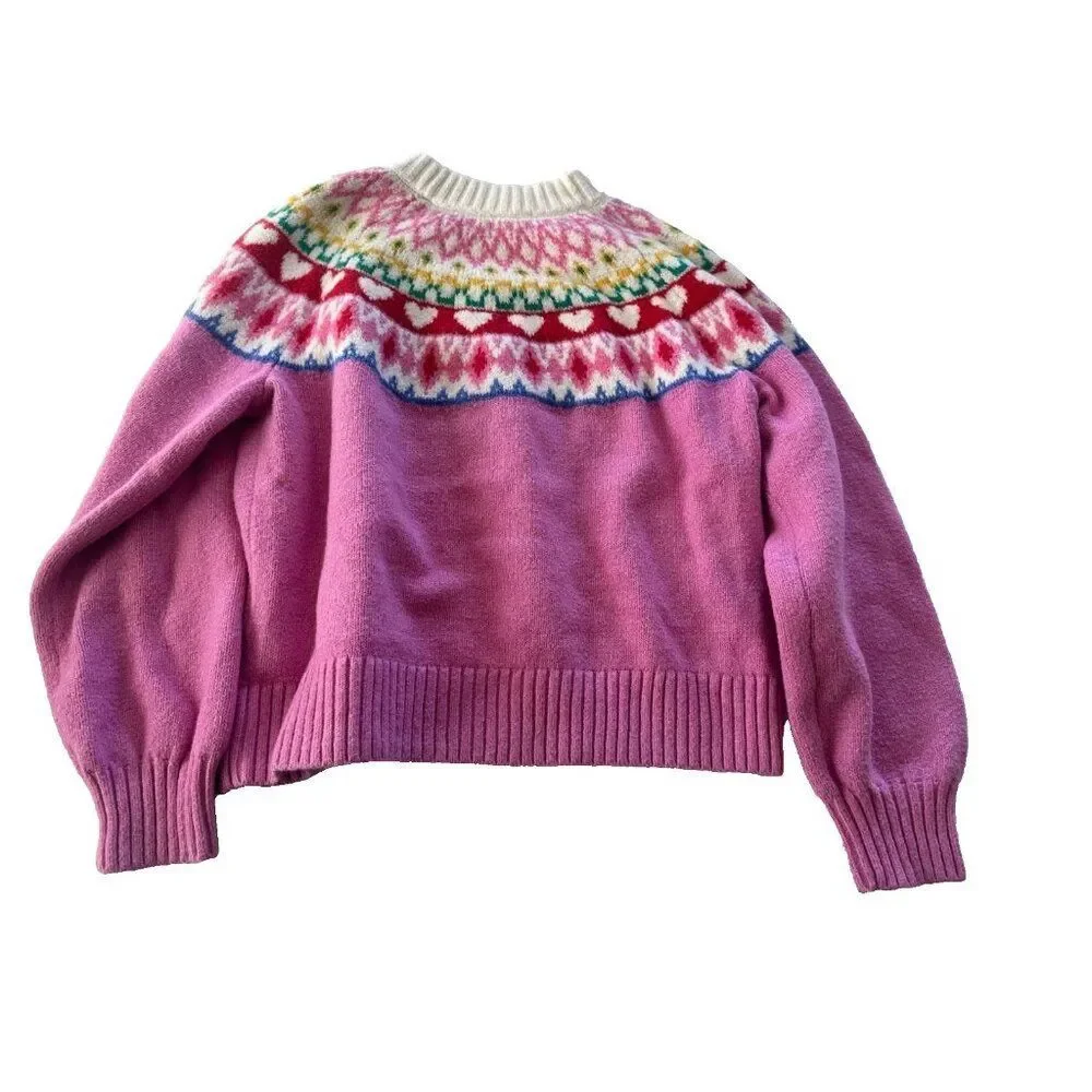 Girls Old Navy Girls 10/12 Pink Fair Isle Mock-Neck Pullover Sweater